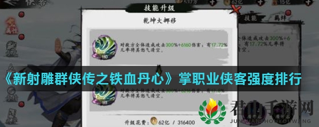 《新射雕群侠传之铁血丹心》掌职业侠客强度排行